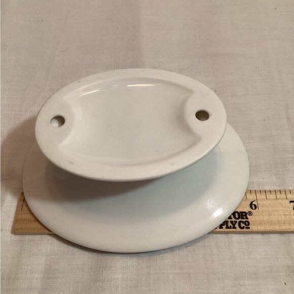 Elegant White Ceramic Footed Soap Bowl with Blue Accent Vintage Croscill Unused - Picture 7 of 10